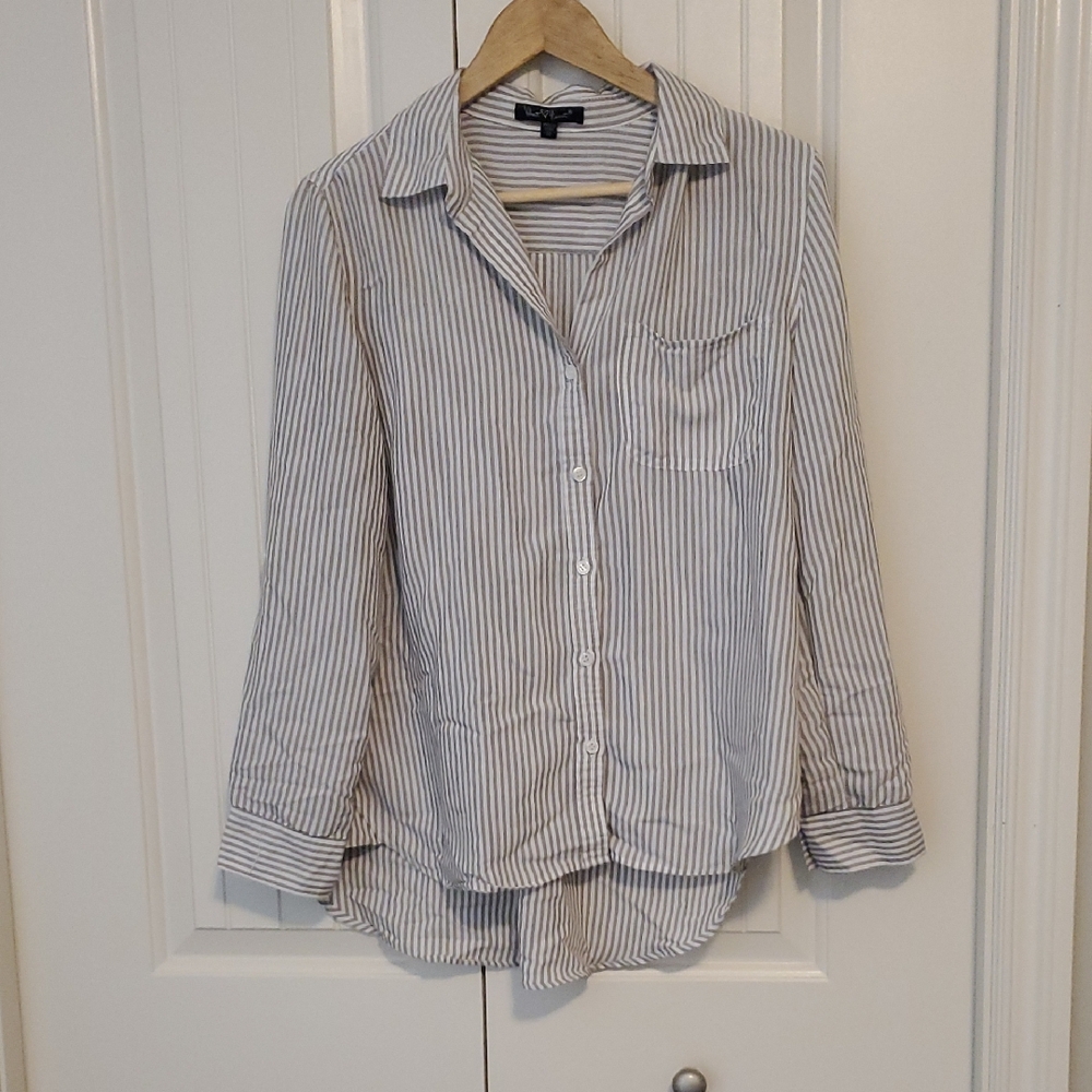 Velvet Heart Blue and White Striped Button Down Shirt